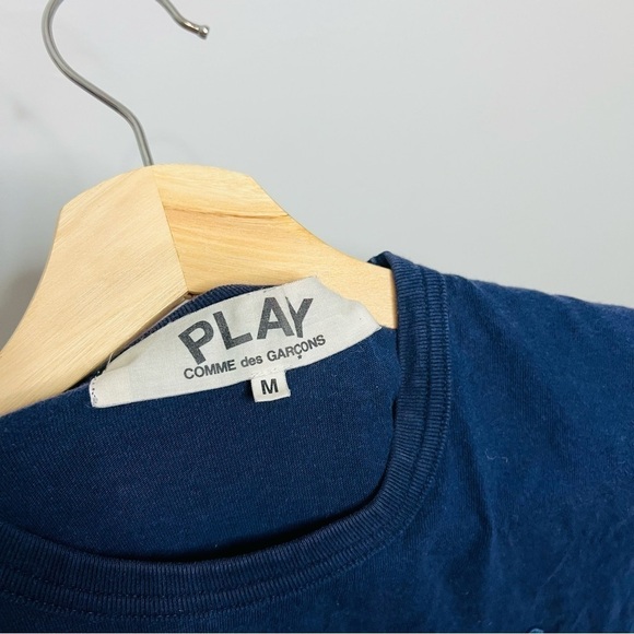 Comme De Garçons Play Navy Double Hearts T-Shirt Medium - Picture 4 of 5